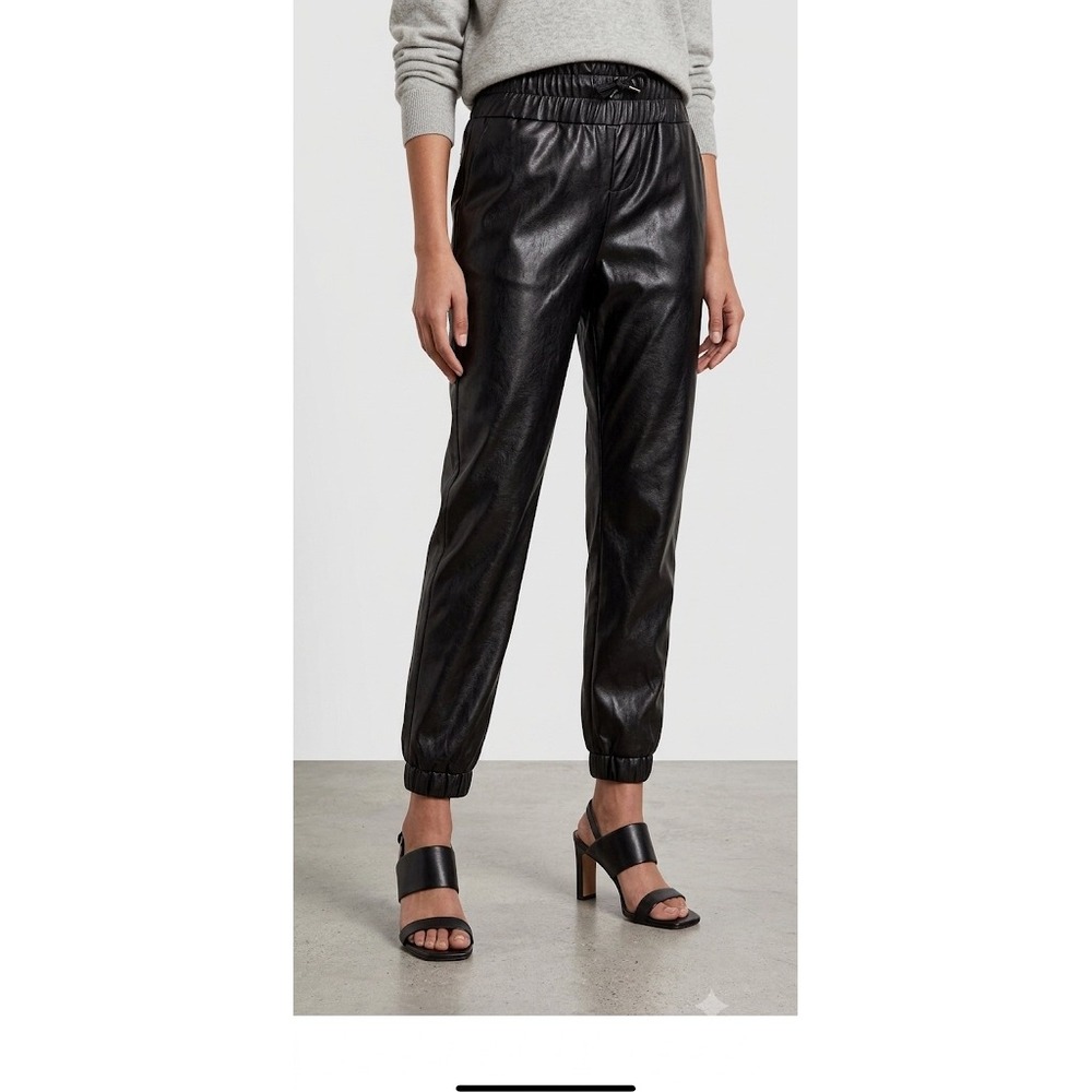 7 For All Mankind Faux Leather Jogger Pants S Pull-On Elastic Waist Vegan